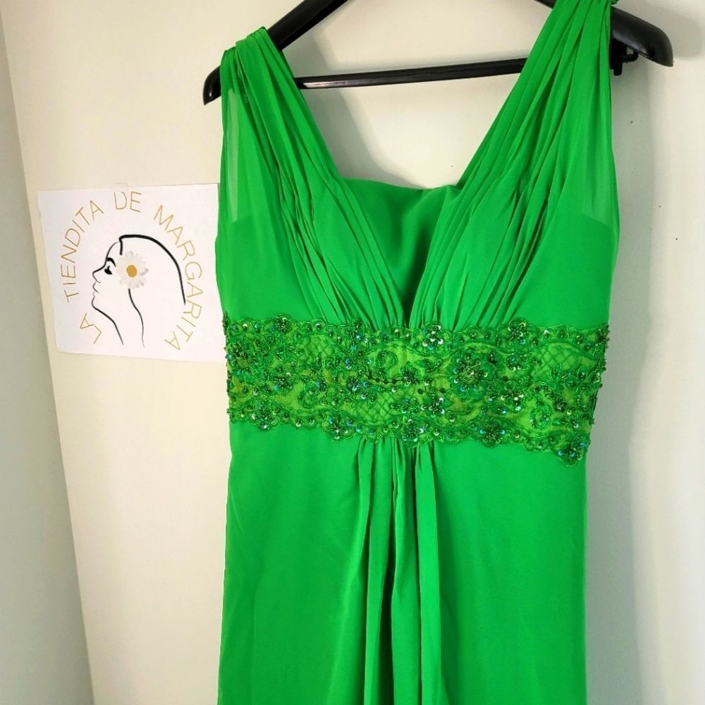 Green dress maxi with lace size M/L